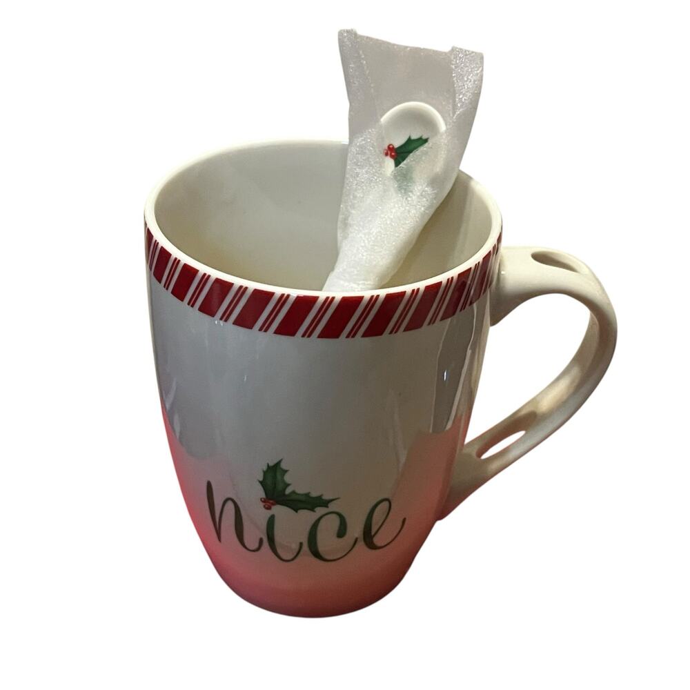 Lenox Christmas Nice Mug w/ Ceramic Spoon